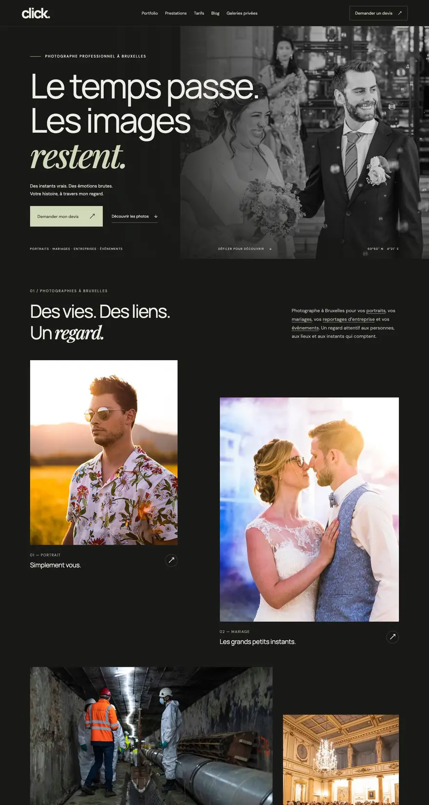Site Click Photographe, page d'accueil